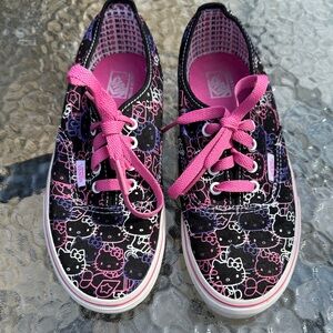 Vans Kids Black and Pink Hello Kitty Sneakers